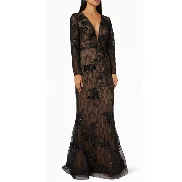 MAC DUGGAL | Floral Embellished Lace Trumpet Dress - Picture 2 of 9